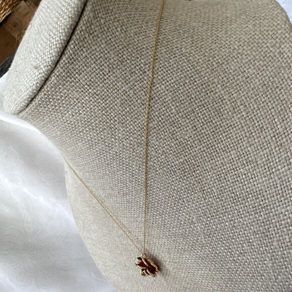 Kate Spade Gold Tone Crystal Ruby Flower Pendant Necklace Fashion Trendy NEW - Picture 10 of 14